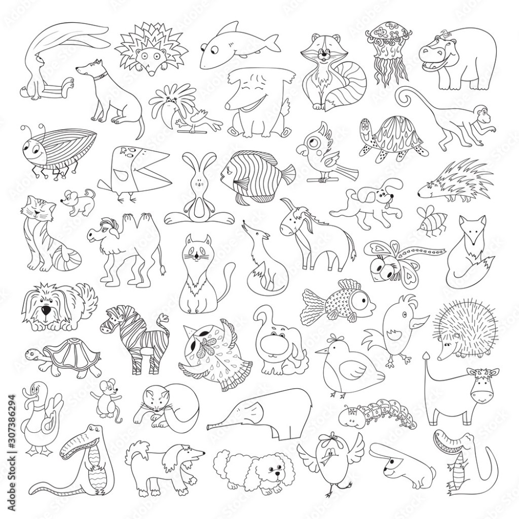 Picture of: Big Vector Set of Funny Wild Animals and Pets