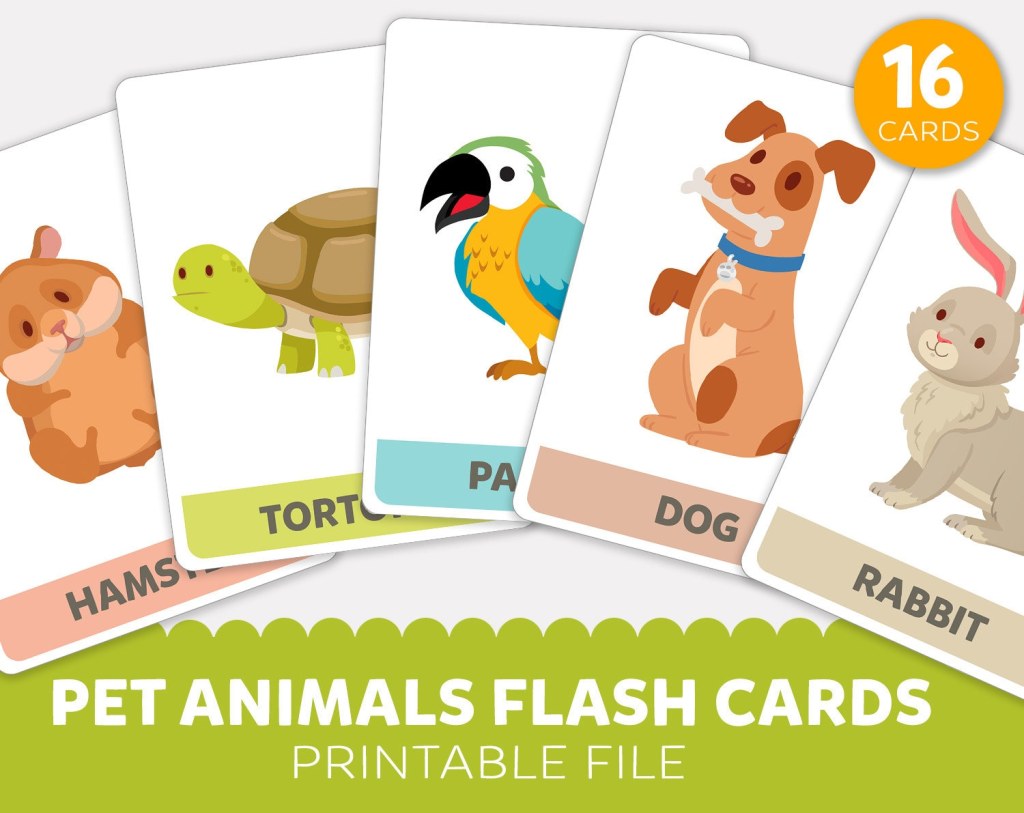 Picture of: Pet animals Flashcards Pets Flashcards Printable Animals Flash