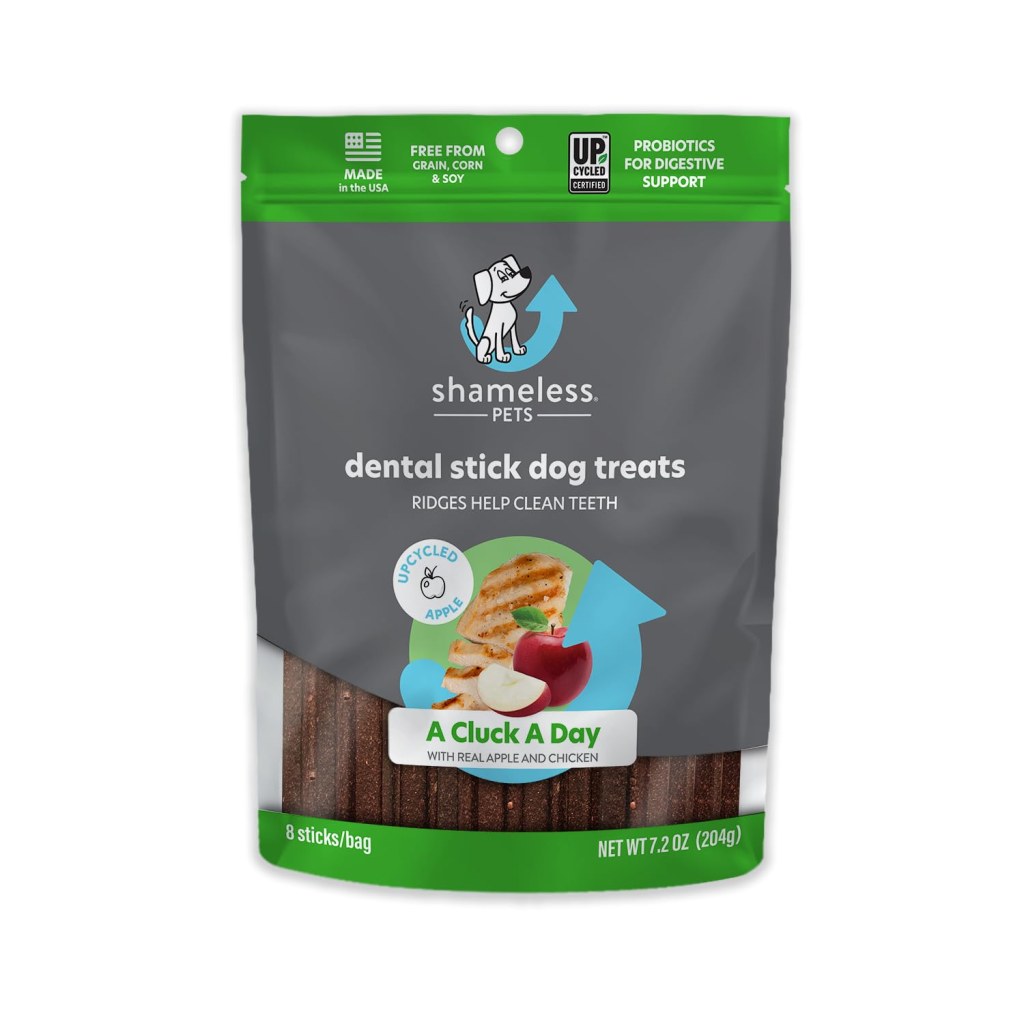 Picture of: SHAMELESS PETS Dental Treats for Dogs, A Cluck A Day – Healthy Dental  Sticks with Digestive Support for Teeth Cleaning & Fresh Breath – Dog Bones
